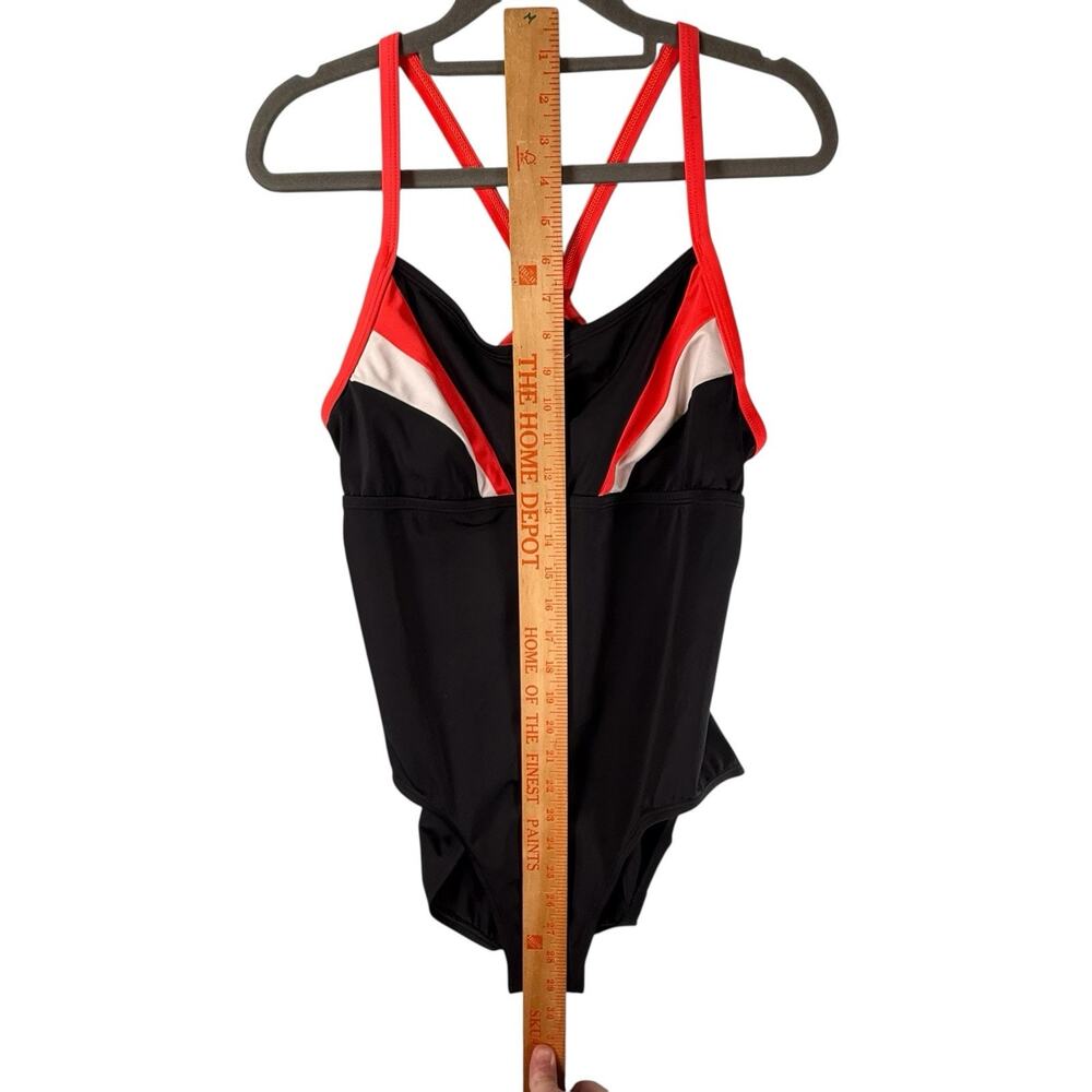 VTG Y2k Nike Colorblock SIZE MEDIUM One Piece Swimsuit Racerback Black Red Women - Picture 8 of 14